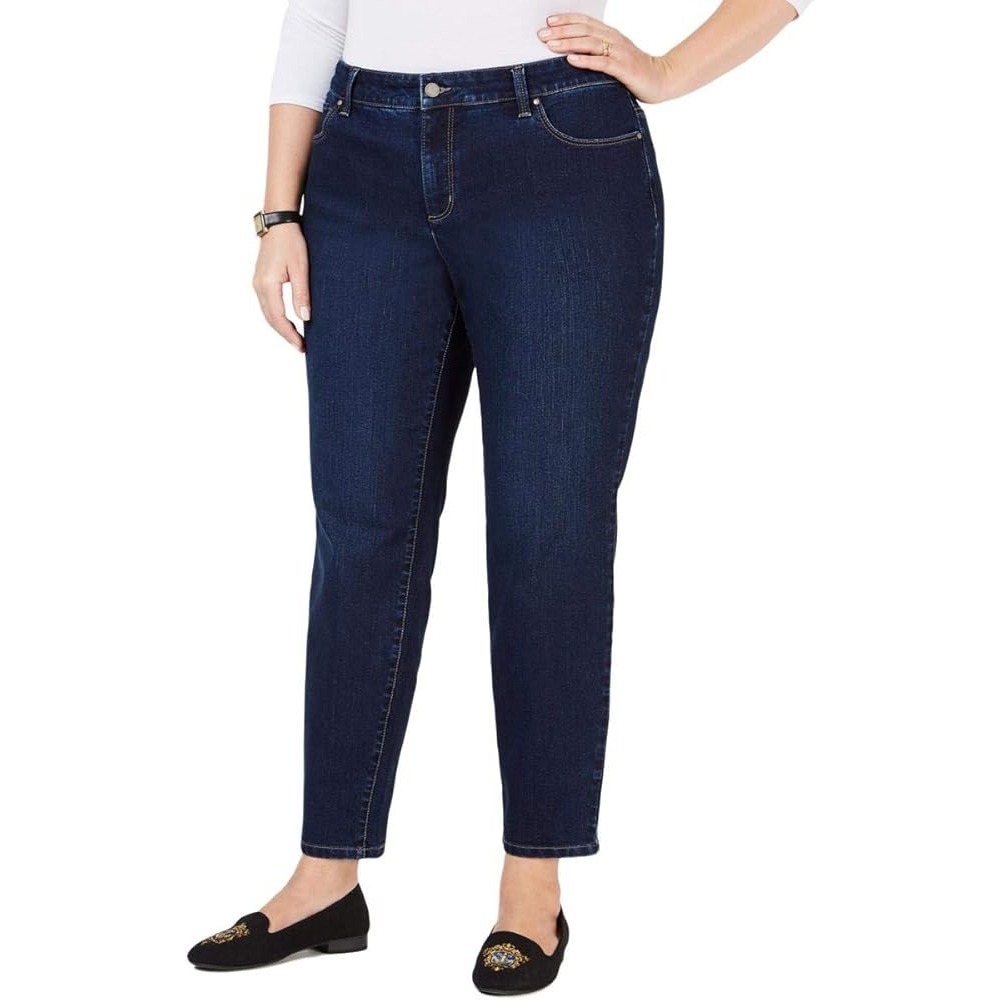 Charter Club Flawless Slim Leg Stretch Jeans Dark Wash Indigo Denim Womens 14